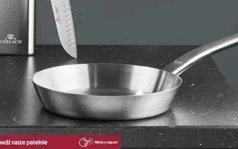 Nowa patelnia Gerlach czeka na wypalanie. Stal nierdzewna lśni, gotowa na pierwsze kulinarne wyzwania.