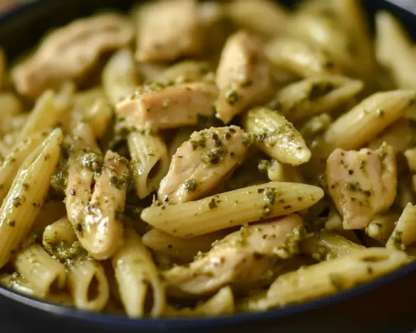 Penne z kurczakiem w sosie pesto. Aromatyczne danie, które zachwyci każdego miłośnika włoskich smaków.